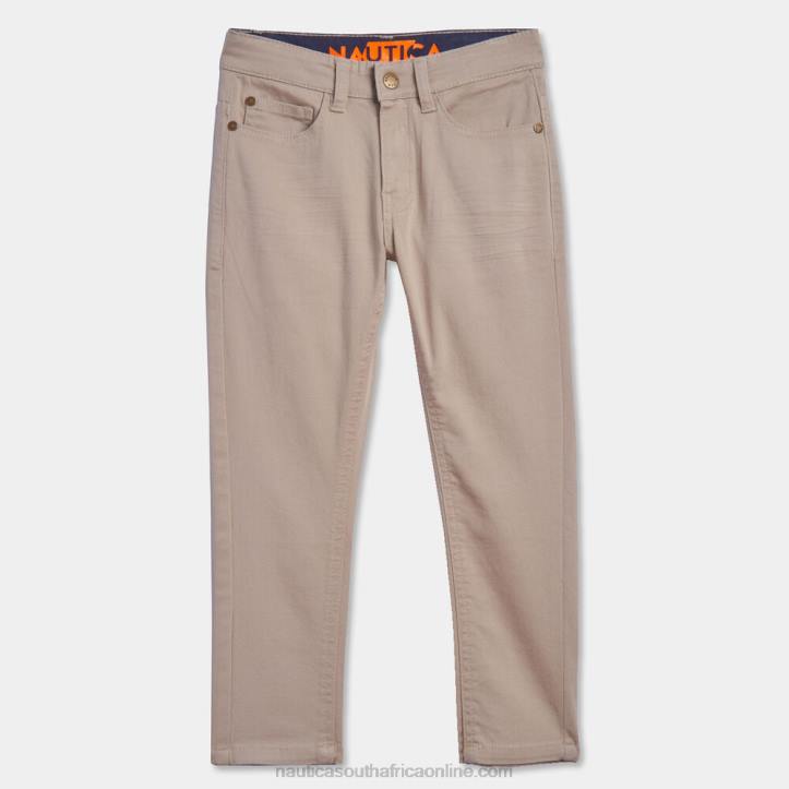 Dark Brown Heather Little Boys' Skinny-Fit 5-Pocket Twill Pant (4-7) Nautica 6LZP1107