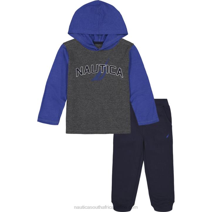 Anchor Grey Toddler Boys\' Thermal Hoodie 2Pc Jogger Set (2T-4T) Nautica 6LZP1146