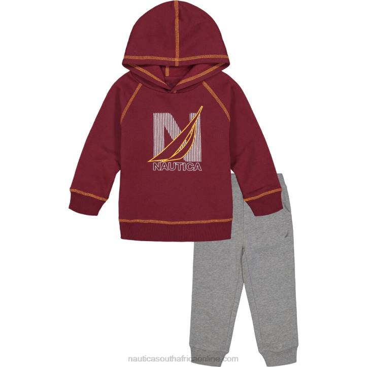 Deep Sea Red Toddler Boys\' Fleece Hoodie 2Pc Jogger Set (2T-4T) Nautica 6LZP1151