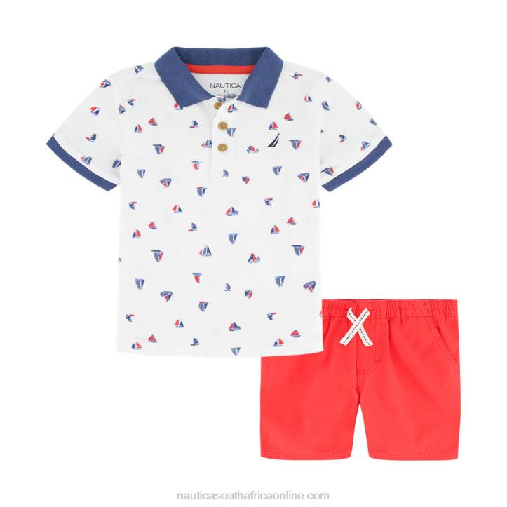 Evergreen Toddler Boys\' Printed Polo Short 2Pc Set Nautica 6LZP1233
