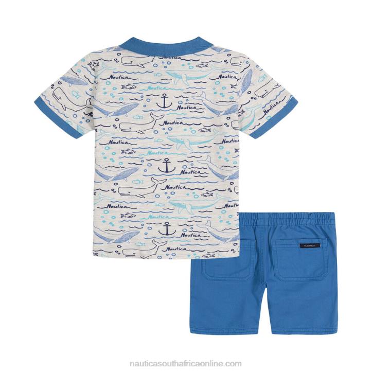 Light Yellow Toddler Boys\' Printed Polo Short 2Pc Set Nautica 6LZP1258