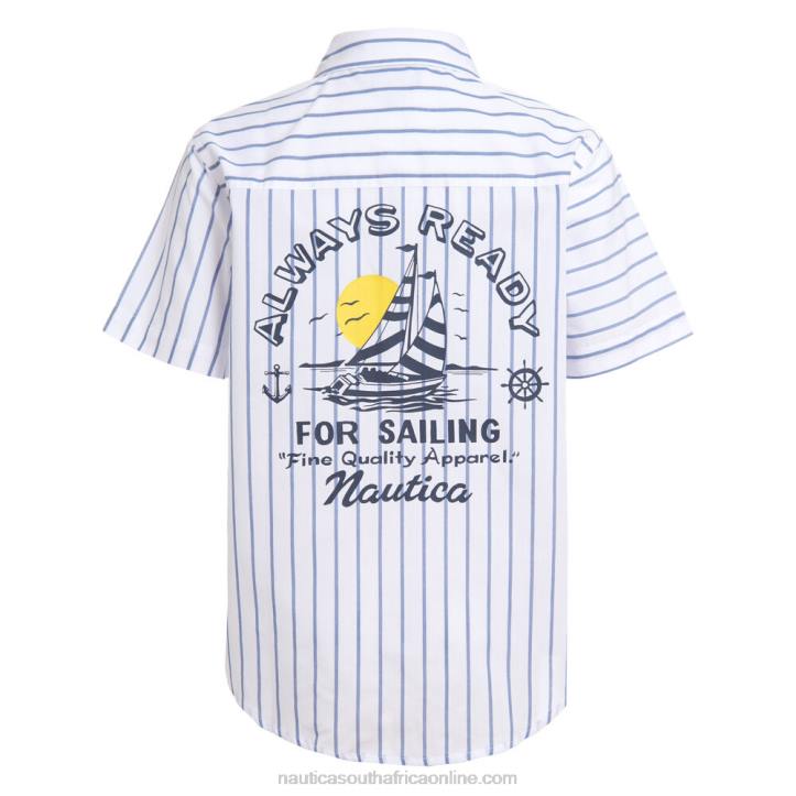 Antique White Wash Little Boys\' Striped Back Graphic Short Sleeve Shirt (4-7) Nautica 6LZP1157
