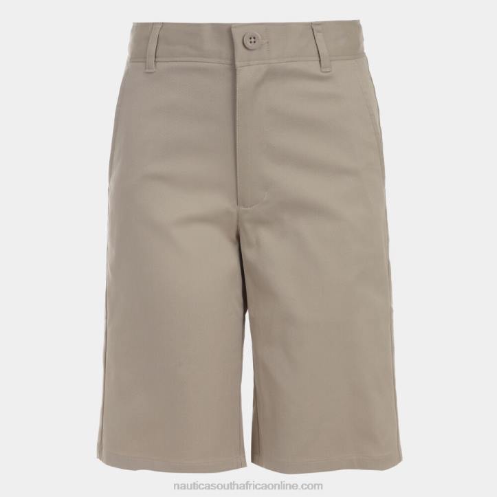Dark Brown Heather Boys' Flat Front Stretch Waist Short (8-18) Nautica 6LZP1303