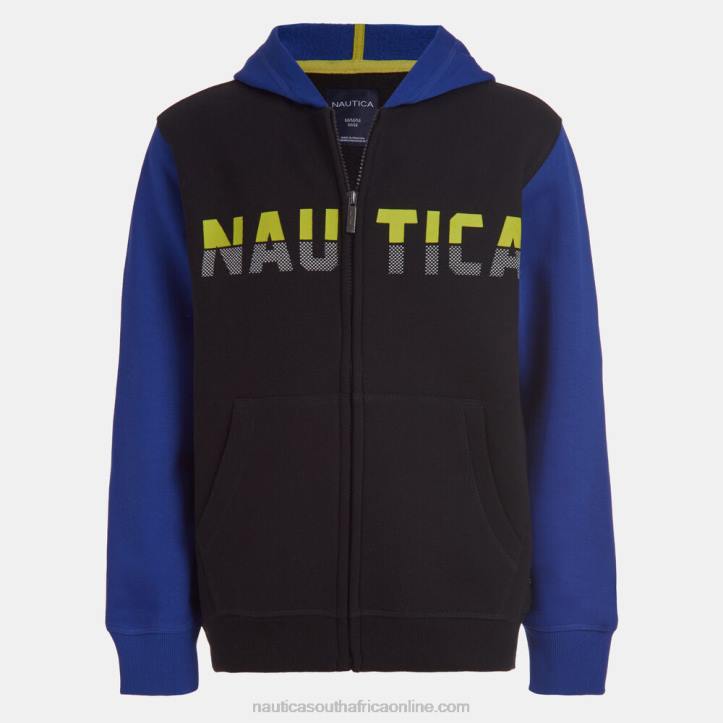 Black Little Boys' Colorblock Logo Zip Hoodie (4-7) Nautica 6LZP1295