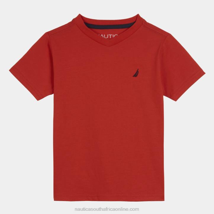 Firey Red Boys' J-Class Logo V-Neck T-Shirt (8-20) Nautica 6LZP1118