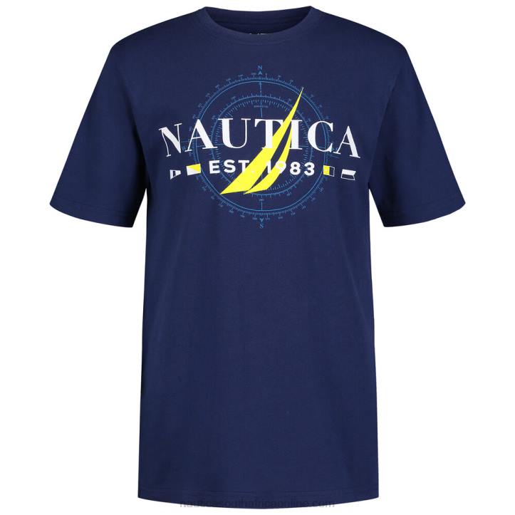 J Navy Boys' Navigation Graphic T-Shirt (8-20) Nautica 6LZP1195