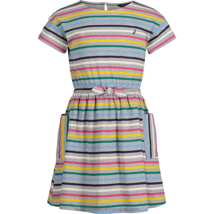 Grey Heather Toddler Girls' Roadmap Striped Dress (2T-4T) Nautica 6LZP1389