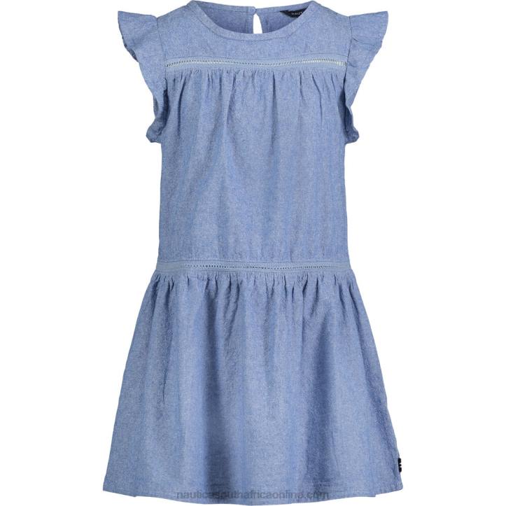 Light Tide Water Wash Little Girls' Flutter-Sleeve Chambray Dress (4-6X) Nautica 6LZP1407