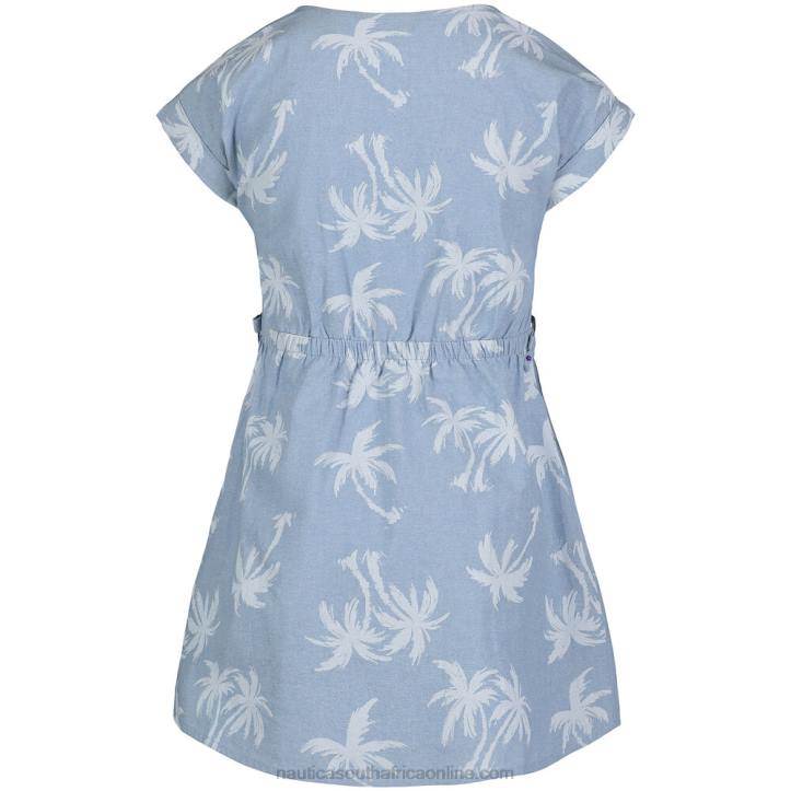 Nite Sea Heather Little Girls\' Palm Print Chambray Dress (4-6X) Nautica 6LZP1362