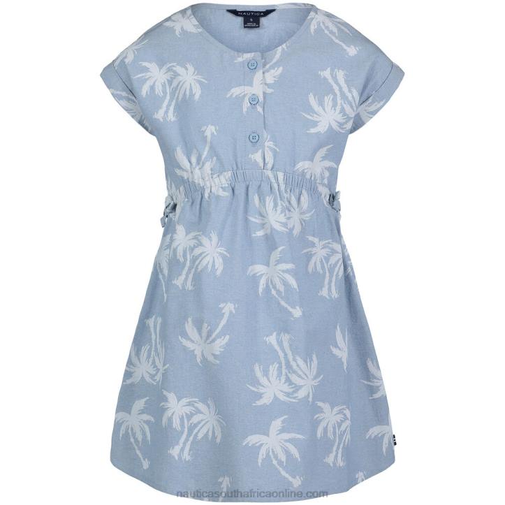 Nite Sea Heather Toddler Girls' Palm Print Chambray Dress (2T-4T) Nautica 6LZP1383