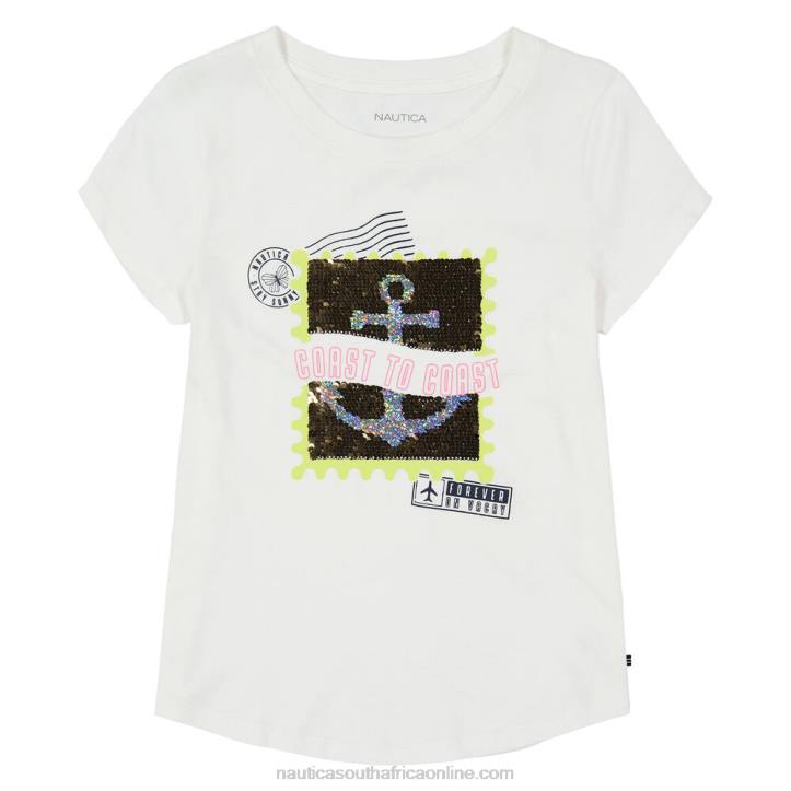Antique White Wash Little Girls' Magic Sequin Stamp T-Shirt (4-6X) Nautica 6LZP1512