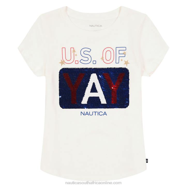Antique White Wash Little Girls' Sequin Us Of Yay T-Shirt (4-6X) Nautica 6LZP1539