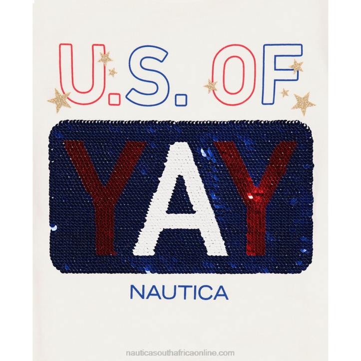 Antique White Wash Little Girls\' Sequin Us Of Yay T-Shirt (4-6X) Nautica 6LZP1539