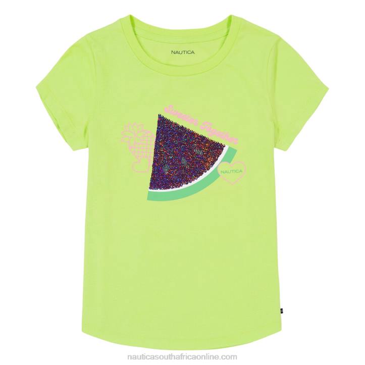 Biscay Teal Girls' Sequin Watermelon T-Shirt (7-16) Nautica 6LZP1507