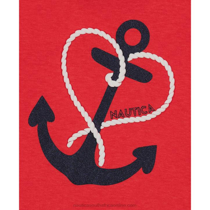 Buoy Red Little Girls\' Glitter Anchor T-Shirt (4-6X) Nautica 6LZP1476