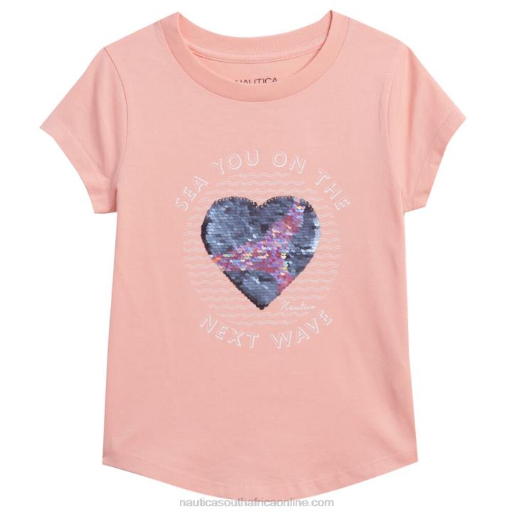 Dreamy Coral Heather Little Girls' See You On The Next Wave T-Shirt (4-6X) Nautica 6LZP1421
