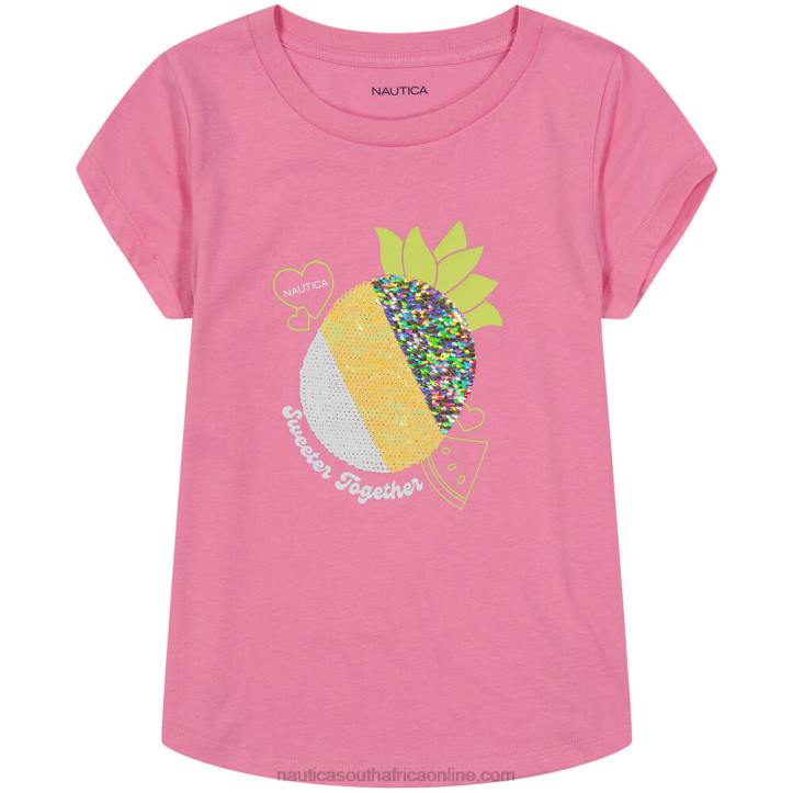 Faded Orange Girls' Sequin Pineapple T-Shirt (7-16) Nautica 6LZP1461