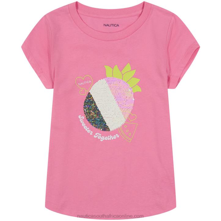 Faded Orange Little Girls\' Sequin Pineapple T-Shirt (4-6X) Nautica 6LZP1524