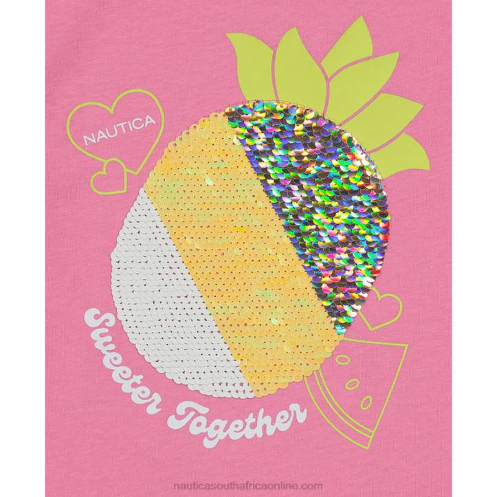 Faded Orange Little Girls\' Sequin Pineapple T-Shirt (4-6X) Nautica 6LZP1524