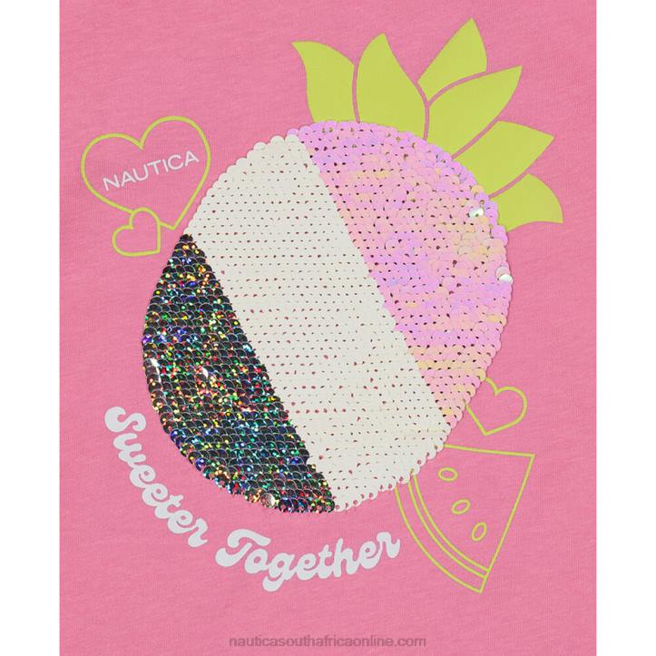 Faded Orange Little Girls\' Sequin Pineapple T-Shirt (4-6X) Nautica 6LZP1524