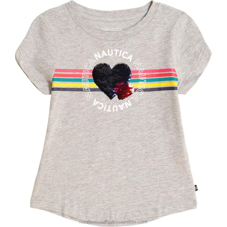 Grey Heather Toddler Girls' Linked Heart T-Shirt (2T-4T) Nautica 6LZP1431