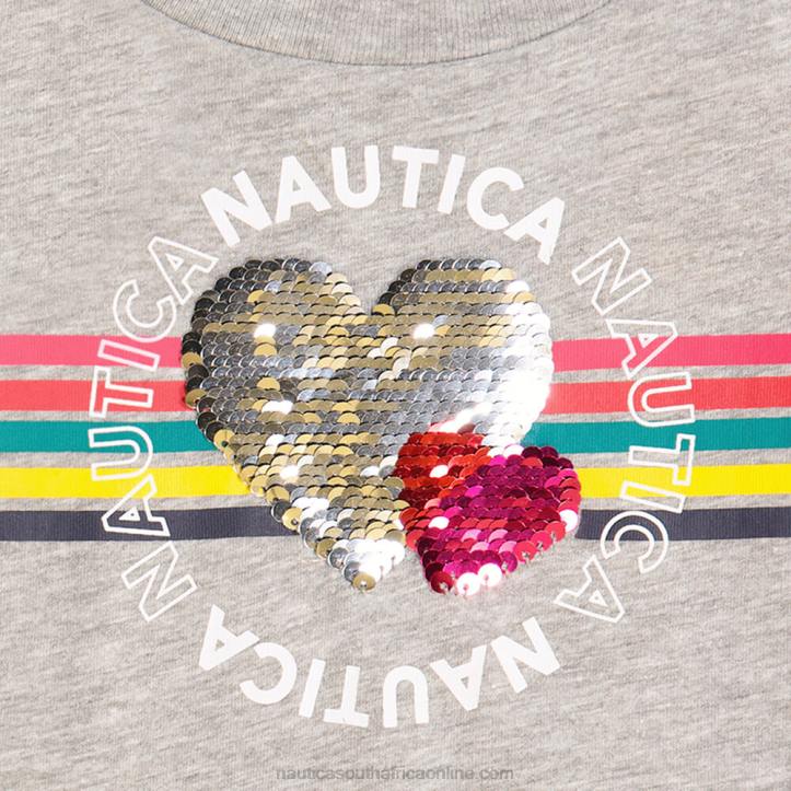 Grey Heather Toddler Girls\' Linked Heart T-Shirt (2T-4T) Nautica 6LZP1431