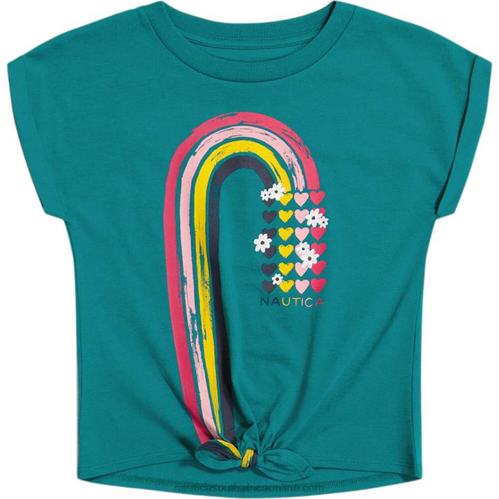 Gulf Coast Teal Little Girls' Rainbow Logo Tie-Front T-Shirt (4-6X) Nautica 6LZP1454