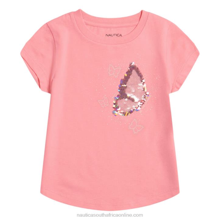 Leis Pink Little Girls' Be The Change T-Shirt (4-6X) Nautica 6LZP1380