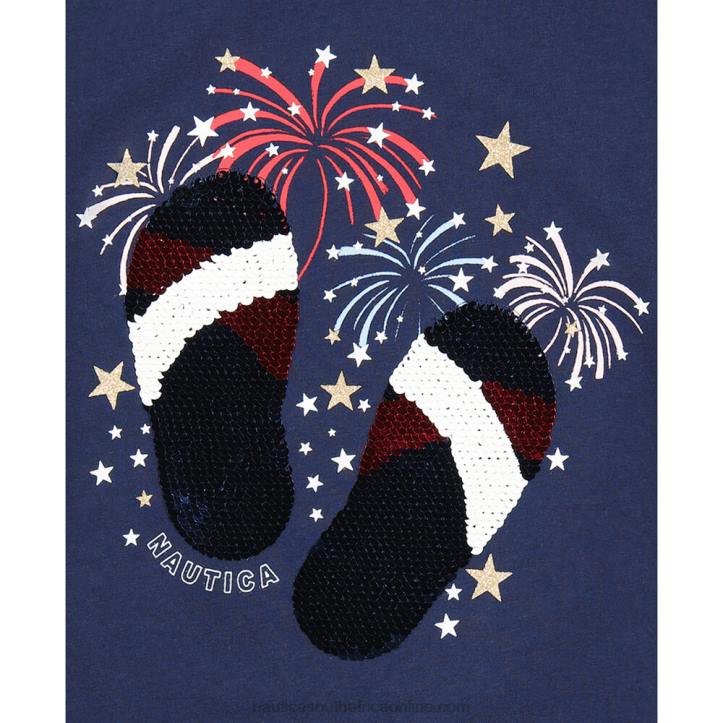 Navy Toddler Girls\' Flip Flops And Fireworks Sequin T-Shirt (2T-4T) Nautica 6LZP1559