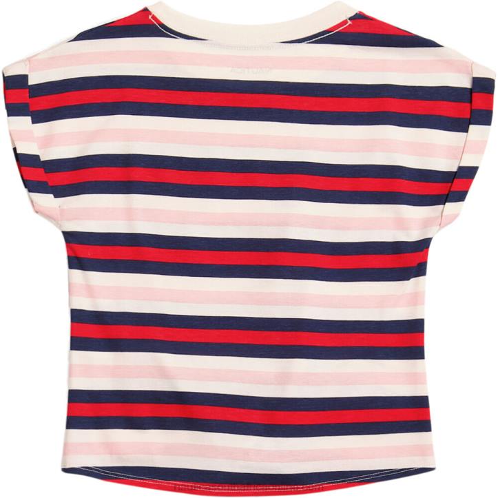 Tomato Little Girls\' Striped Tie-Front Pocket T-Shirt (4-6X) Nautica 6LZP1414