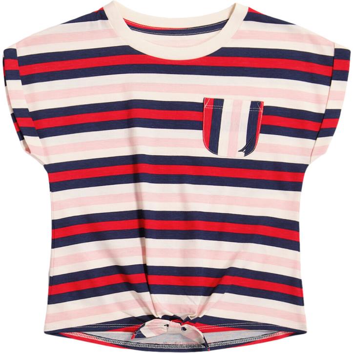 Tomato Toddler Girls' Striped Tie-Front Pocket T-Shirt (2T-4T) Nautica 6LZP1425