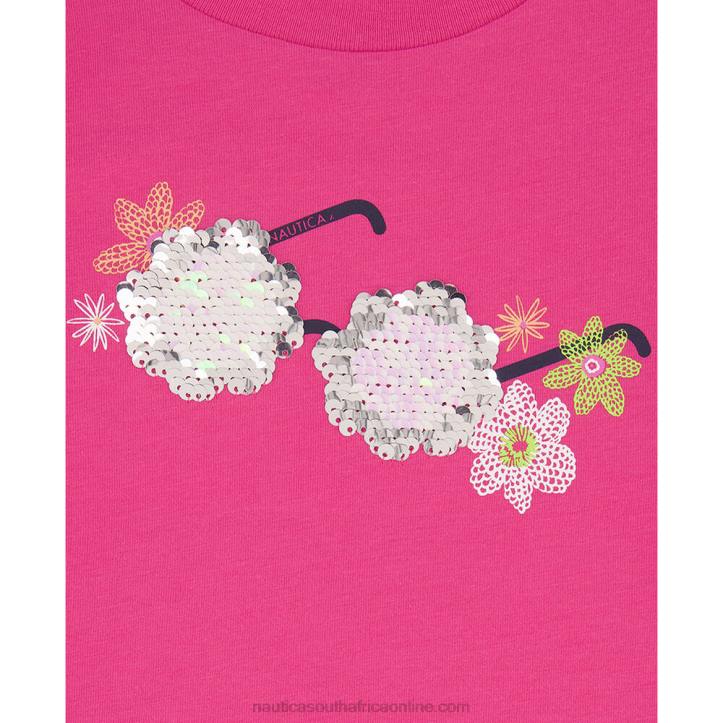 Tugboat Red Little Girls\' Flower Sunglasses T-Shirt (4-7) Nautica 6LZP1484