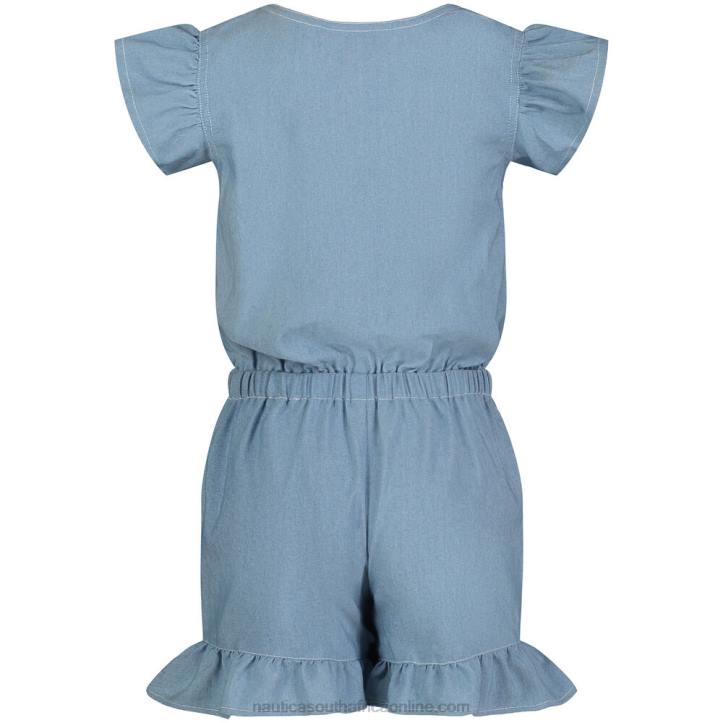 Estate Blue Girls\' Denim Romper (7-16) Nautica 6LZP1479
