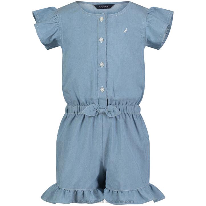 Estate Blue Toddler Girls' Denim Romper (2T-4T) Nautica 6LZP1546
