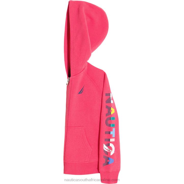 Dark Acacia Toddler Girls\' Logo Sleeve Full-Zip Hoodie (2T-4T) Nautica 6LZP1433
