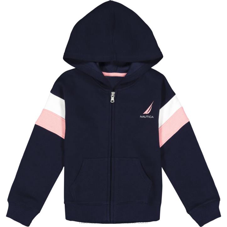 Navy Little Girls' Colorblock Fleece Hoodie (4-6X) Nautica 6LZP1331