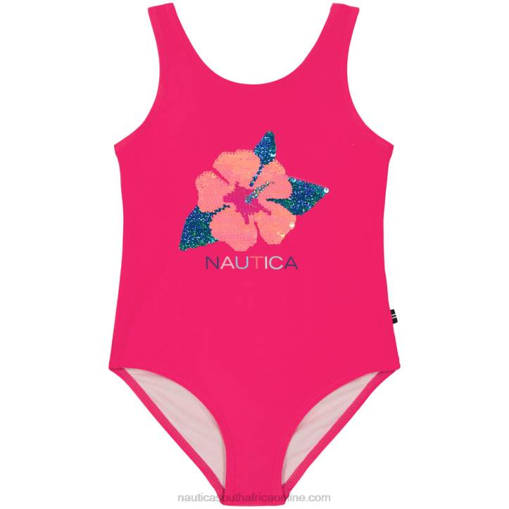 Dark Acacia Girls' Flower One-Piece (7-16) Nautica 6LZP1316