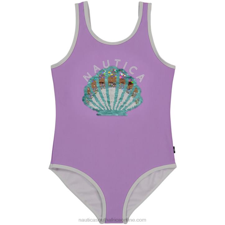 Guppy Grape Little Girls\' Seashell One-Piece (4-6X) Nautica 6LZP1552
