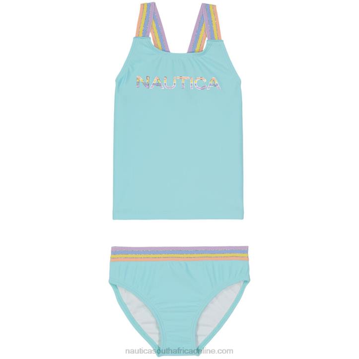 Star Sapphire Girls' Multicolor Striped Logo And Strap Tankini (8-16) Nautica 6LZP1494