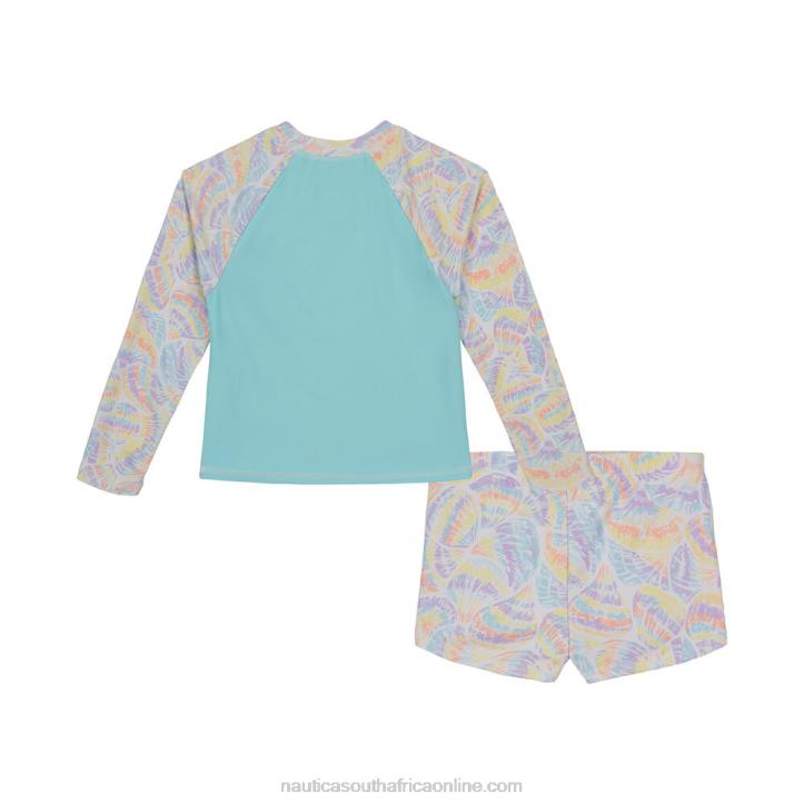 Star Sapphire Little Girls\' Seashell Rash Guard Set (4-6X) Nautica 6LZP1480