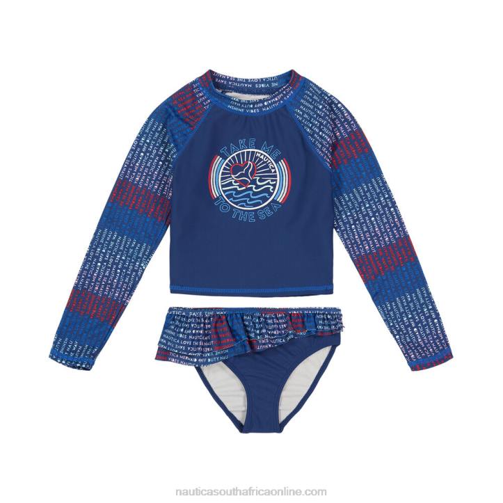 Tropic Wave Little Girls' Striped Rash Guard Set (4-6X) Nautica 6LZP1508