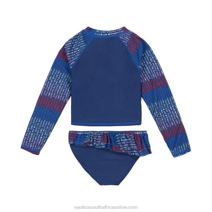 Tropic Wave Little Girls\' Striped Rash Guard Set (4-6X) Nautica 6LZP1508
