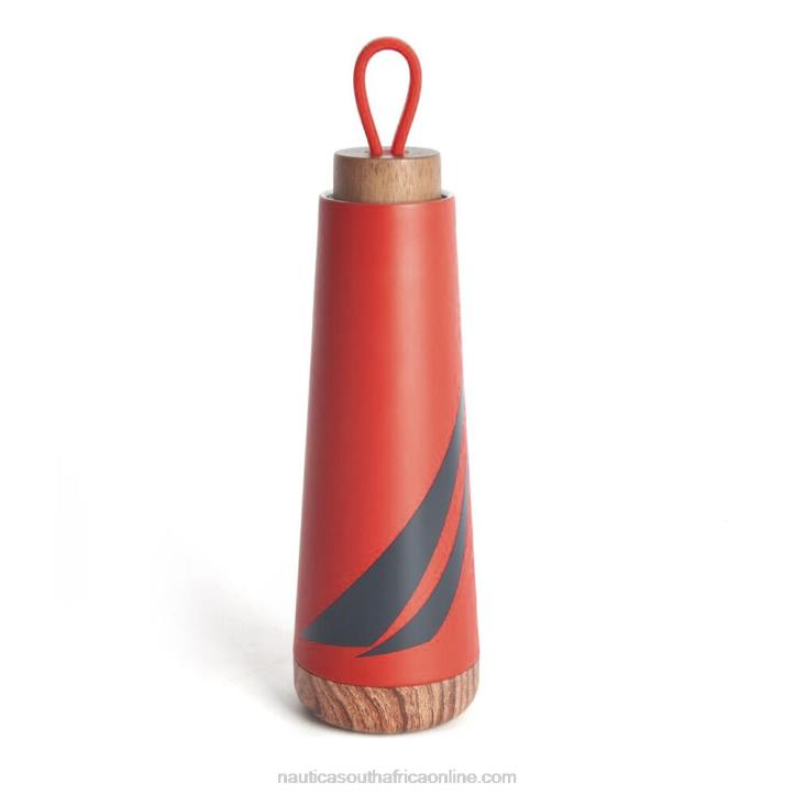 Nautica Red/Orange MenJ-Class Stainless Steel And Acacia Wood Water Bottle Nautica 6LZP343