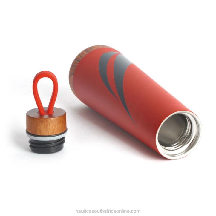 Nautica Red/Orange MenJ-Class Stainless Steel And Acacia Wood Water Bottle Nautica 6LZP343