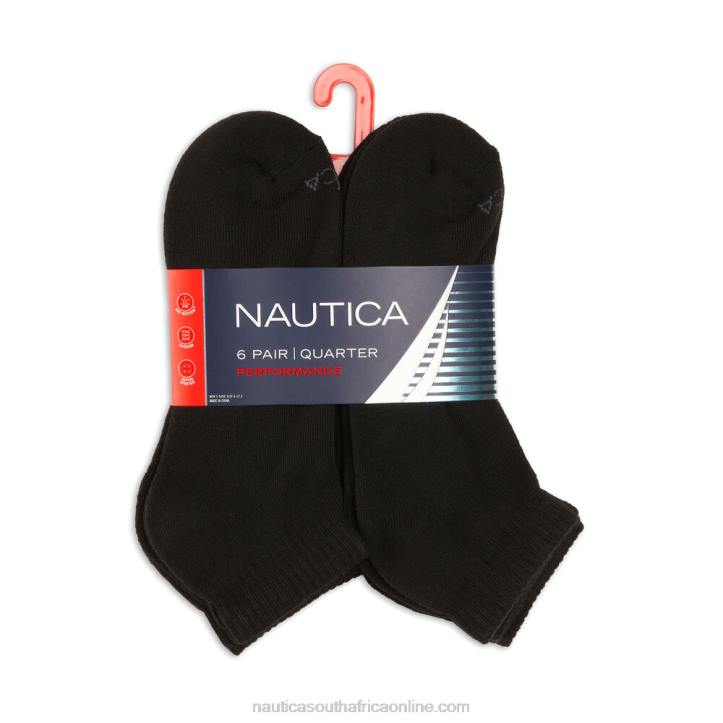Black MenAthletic Core Quarter Socks 6-Pack Nautica 6LZP110