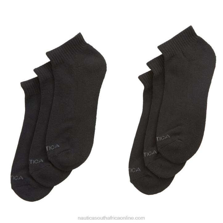 Black MenAthletic Core Quarter Socks 6-Pack Nautica 6LZP59