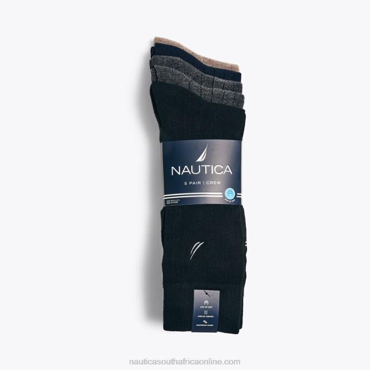 Black Onyx MenSolid Ribbed Dress Socks 5-Pack Nautica 6LZP105