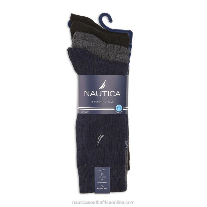 Charcoal MenRibbed Solid Dress Socks 5-Pack Nautica 6LZP101
