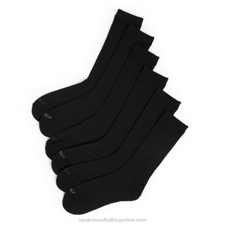 True Black Men5 Pack Athletic Core Basic Crew Sock Nautica 6LZP244