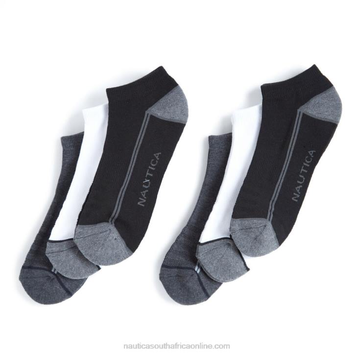 True Black Men6 Pack Athletic Core Logo Sock Nautica 6LZP123
